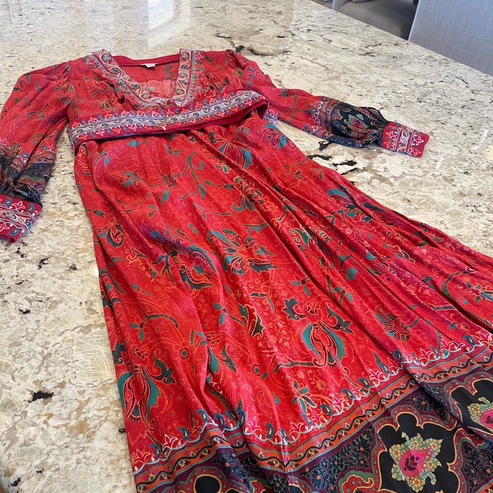 Red Paisley Bohemian Maxi Dress - Women